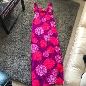 vintage 60/70s tie front maxi dress